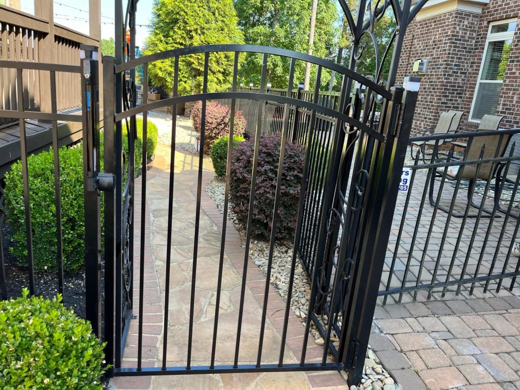 Black aluminum gate installation and gate repair in Charlotte